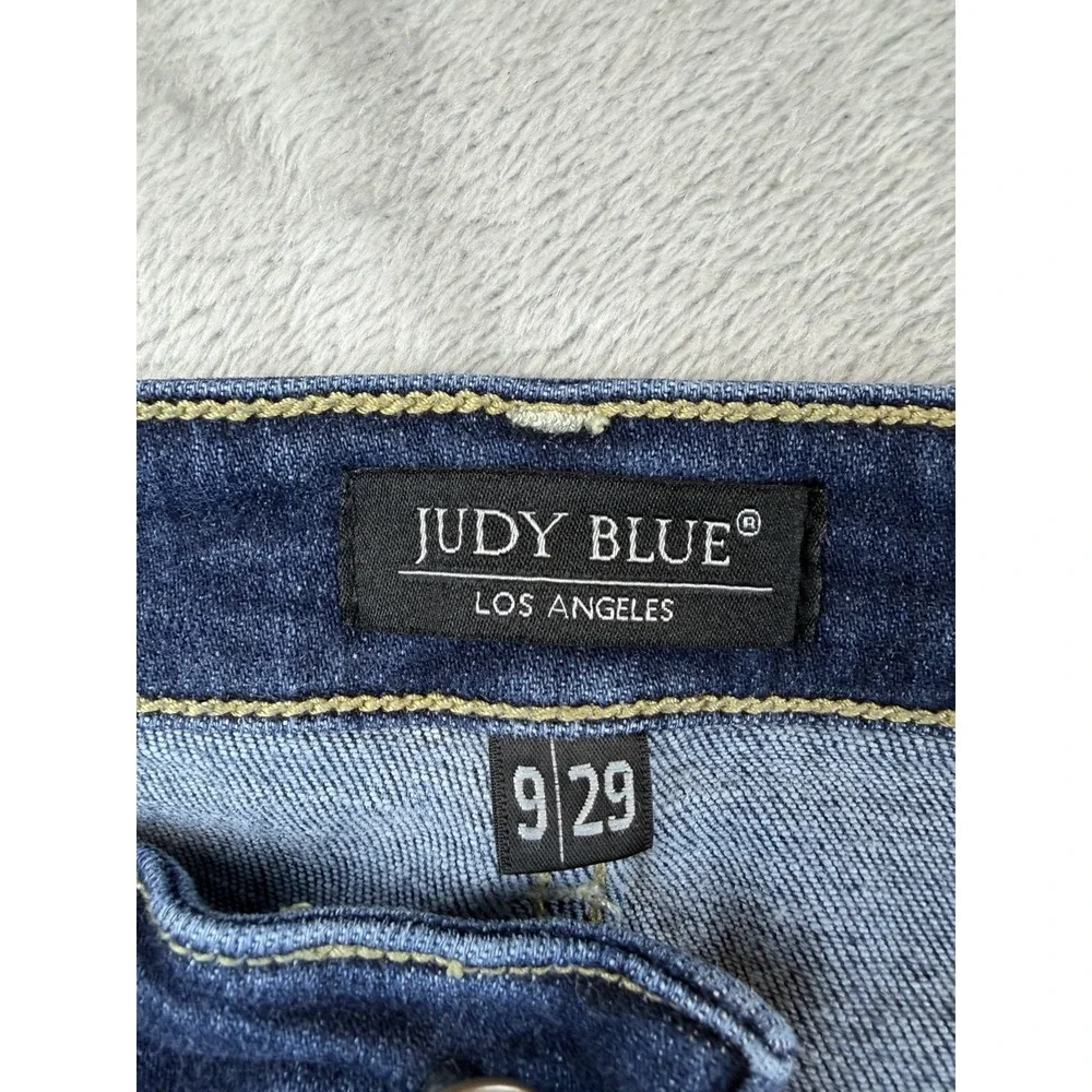 Judy Blue Jeans Women's Boyfriend Fit Size 9 / 29 Blue Dark Wash‎ Distressed